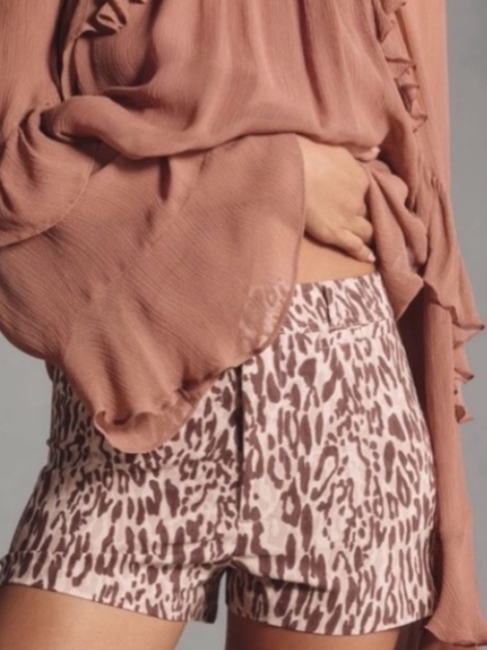 🟠NWT MAEVE by ANTHROPOLOGIE High Waist Ettie Shorts in Brown/Cream Animal Print